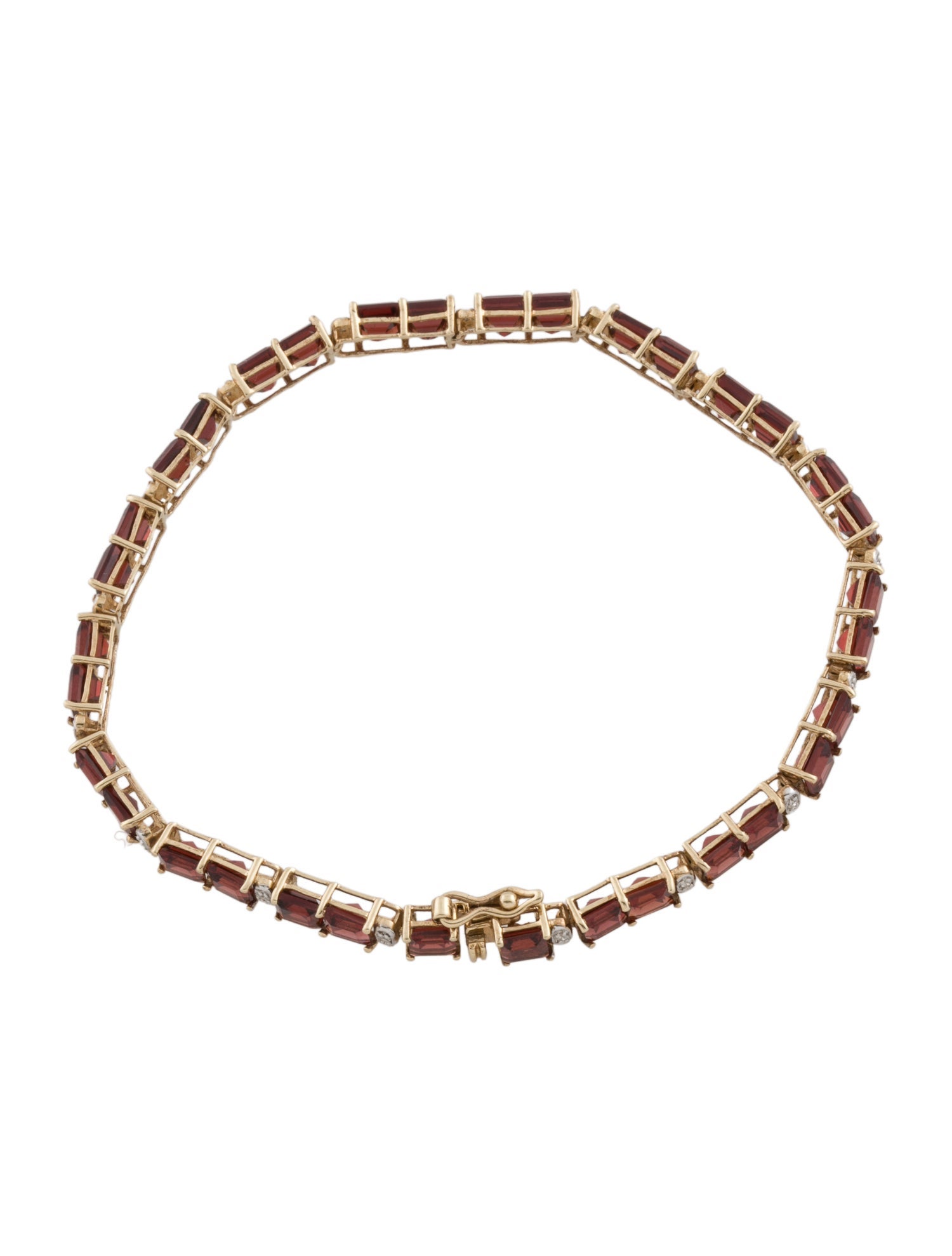 Bracelet 14K Garnet & Diamond Link Bracelet